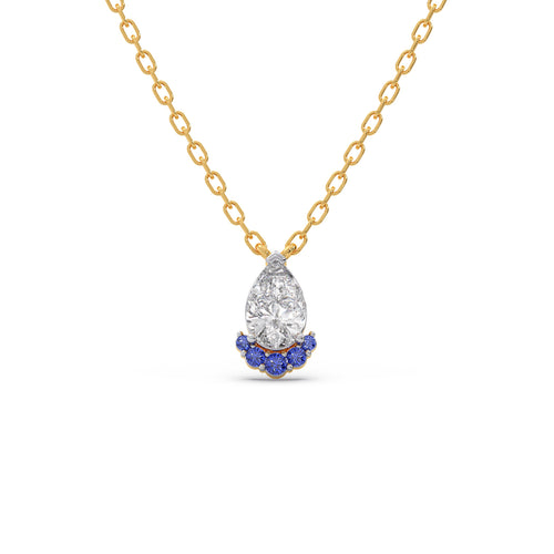 Pear Cut Solitaire with Blue Gemstone Necklace