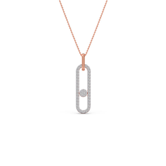 Sparkling Frame Round Diamond Necklace - Rose