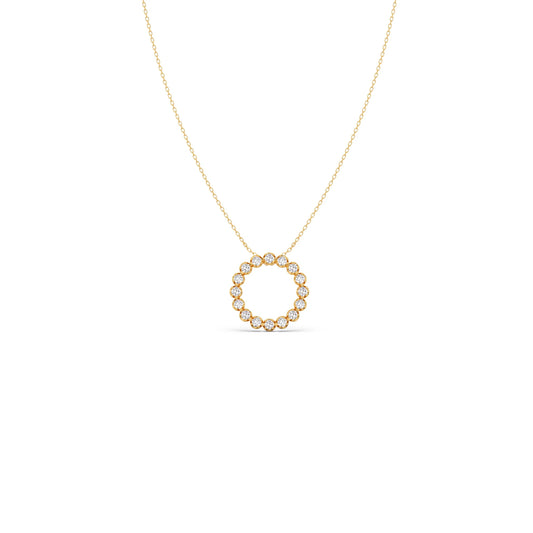 Eternity Circle Round Diamond Pendant - Yellow