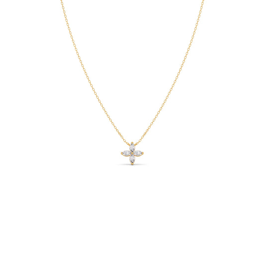 Four Leaf Marquise Diamond Pendant - Yellow