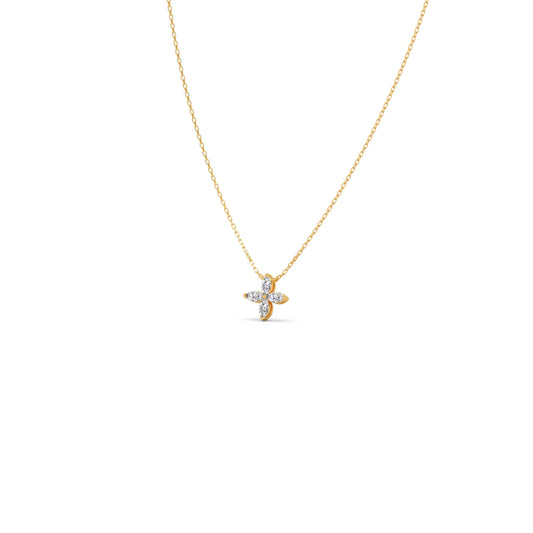 Four Leaf Marquise Diamond Pendant - Yellow