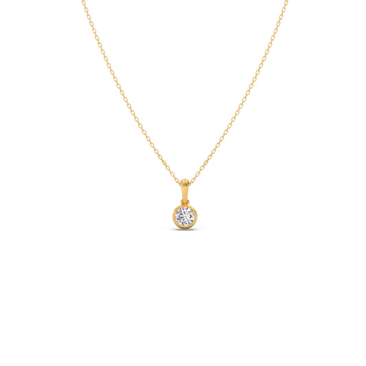 Bezel Set Round Diamond Pendant - Yellow