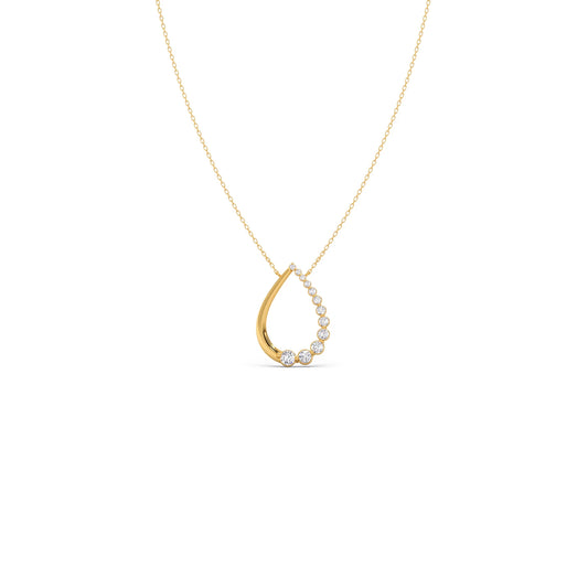 Round Diamond Teardrop Necklace - Yellow