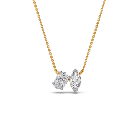 Marquise & Oval  Diamond Toi et Moi Pendant - Yellow