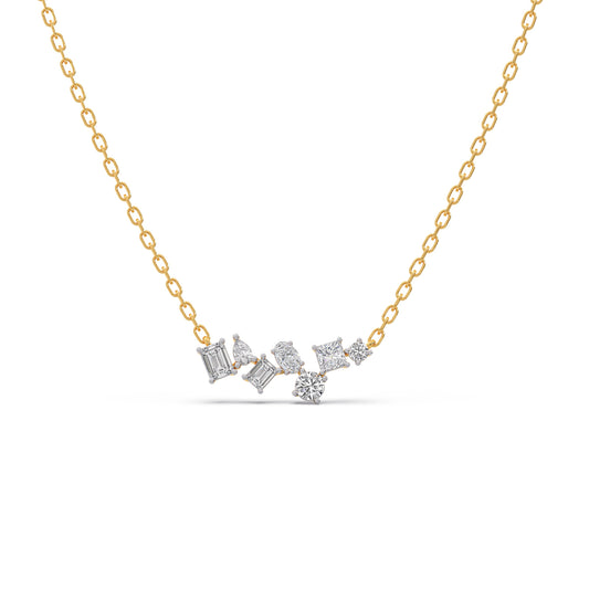 Scattered Diamond Bar Pendant - Yellow