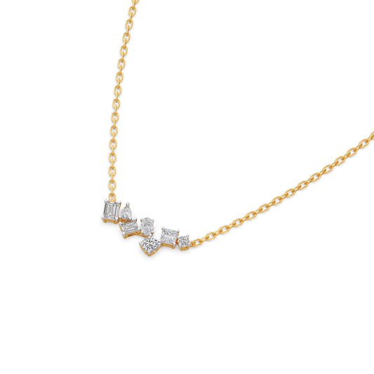 Scattered Diamond Bar Pendant - Yellow