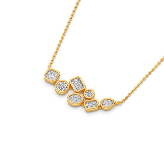Bezel Set Multi-Shape Diamond Pendant - Yellow