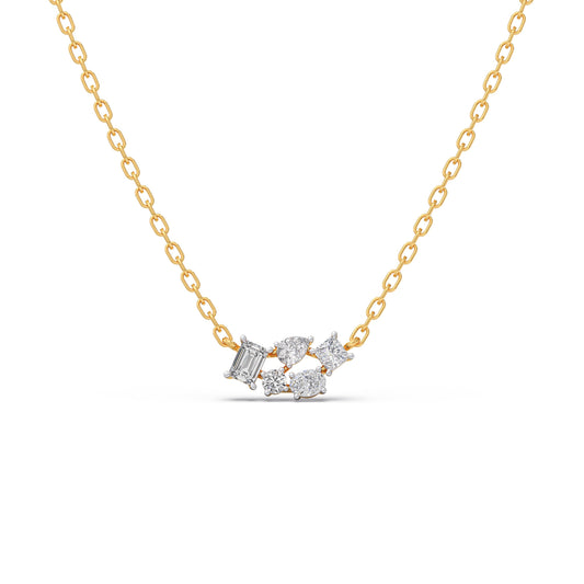 Fancy Shape Scattered Diamond Pendant - Yellow
