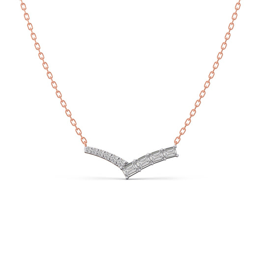 Diamond Chevron Pendant - Rose