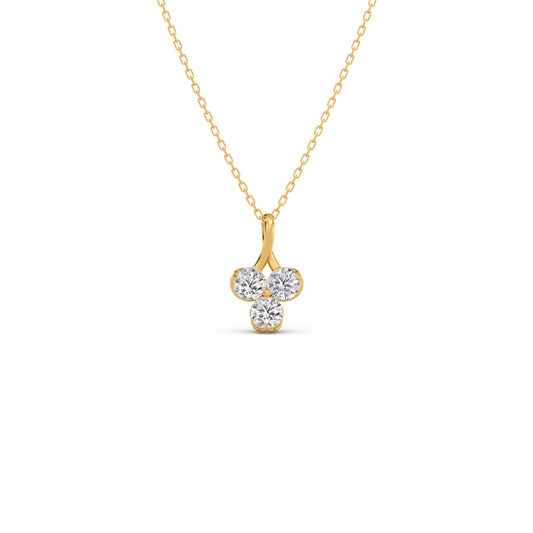 Tri Round Diamond Pendant - Yellow