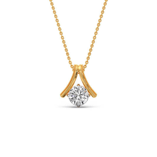 Round Diamond V-Bail Pendant - Yellow