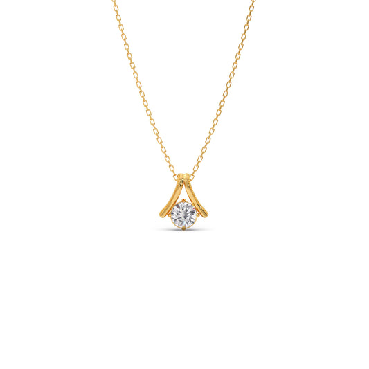 Round Diamond V-Bail Pendant - Yellow
