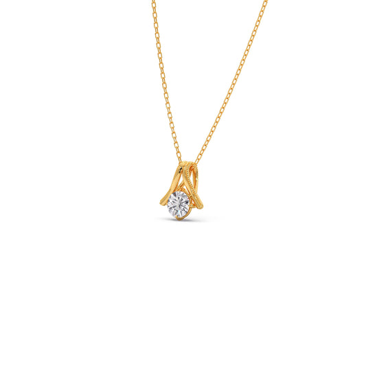 Round Diamond V-Bail Pendant - Yellow
