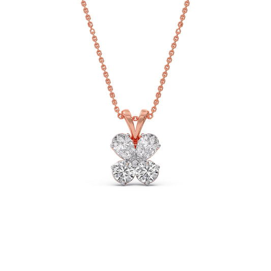 Round & Pear Diamond Butterfly Pendant - Rose