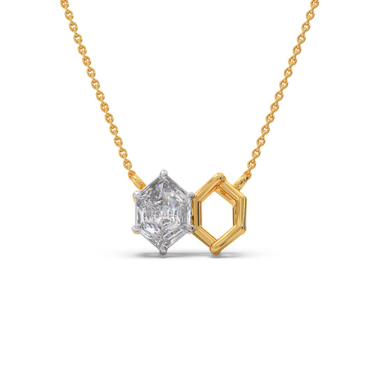 Hexa Solitaire Pendant Necklace - Yellow