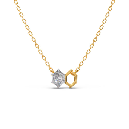 Hexa Solitaire Pendant Necklace - Yellow