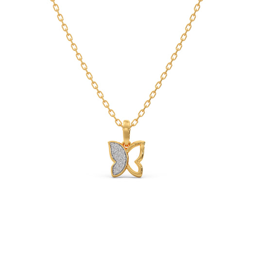 Half Diamond Butterfly Pendant - Yellow