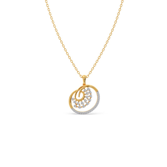 Elegant Spiral Round Diamond Pendant - Yellow