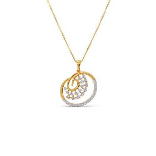 Elegant Spiral Round Diamond Pendant