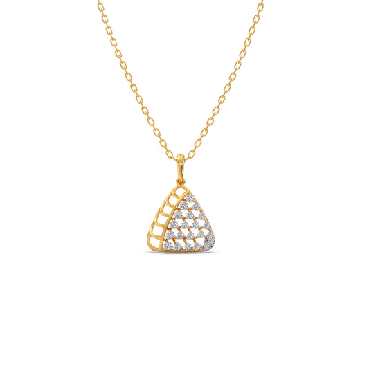 Cluster Round Diamond Triangle Pendant - Yellow