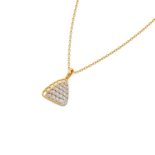 Cluster Round Diamond Triangle Pendant - Yellow