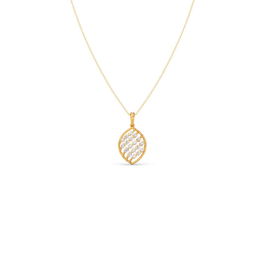 Round Diamond Leaf Pendant - Yellow