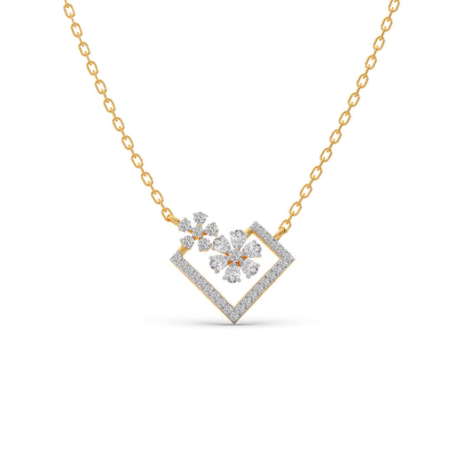 Pear and Round Diamond Floral Pendant - Yellow