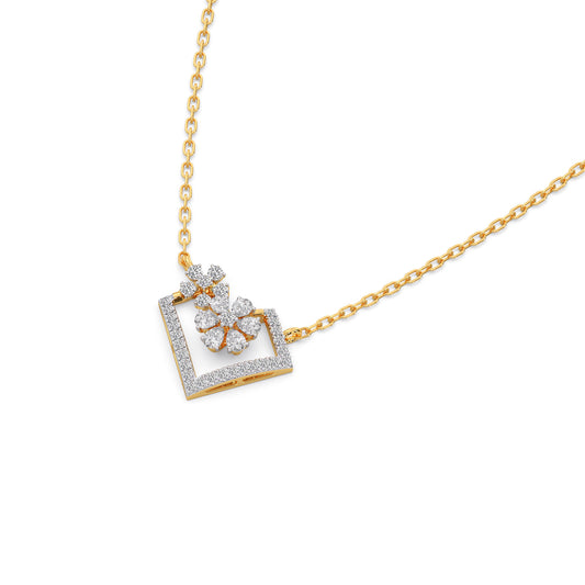 Pear and Round Diamond Floral Pendant - Yellow