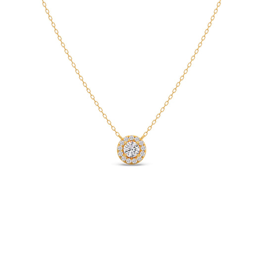 Floating Round Diamond Pendant - Yellow