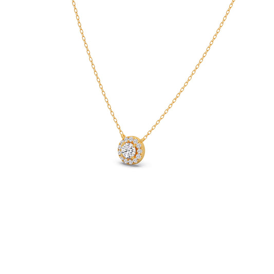 Floating Round Diamond Pendant - Yellow
