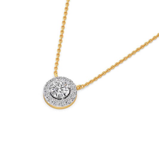 Floating Round Diamond Pendant - Yellow