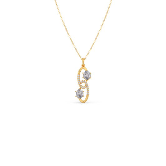 Hexa Solitaire Loop Pendant - Yellow
