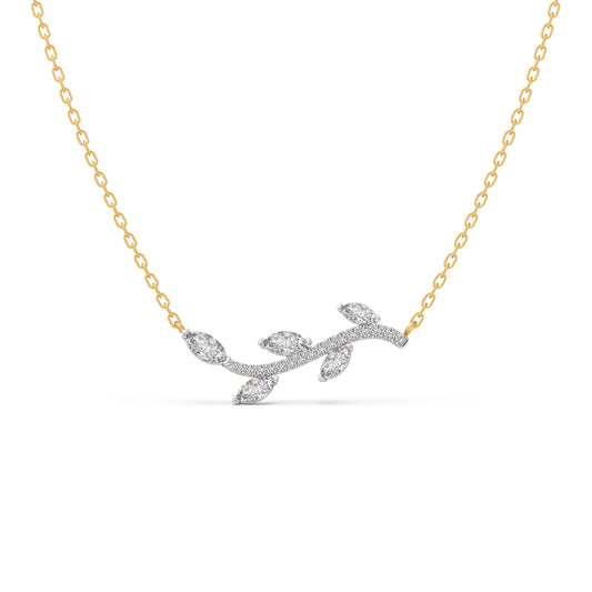 Everleaf Marquise and Round Diamond Necklace - Yellow