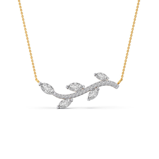 Everleaf Marquise and Round Diamond Necklace - Yellow