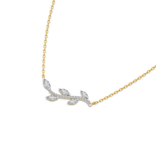 Everleaf Marquise and Round Diamond Necklace - Yellow