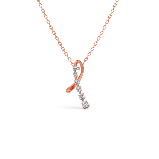 Ribbon Elegance Diamond Pendant With Chain - Rose