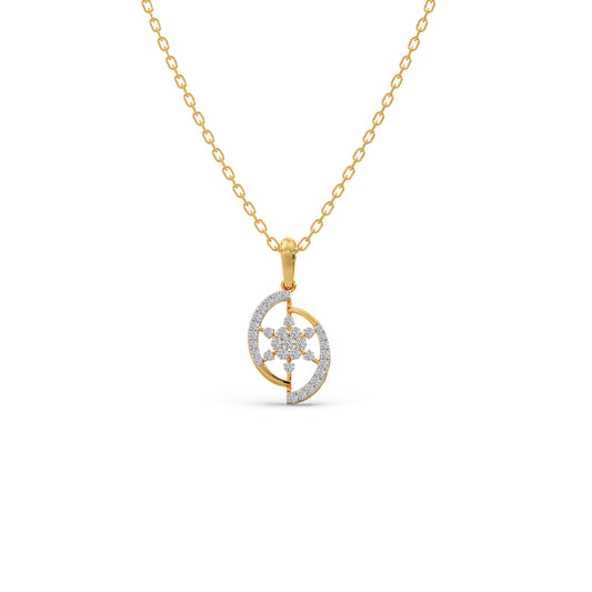 Solar Arc Diamond Pendant Necklace - Yellow