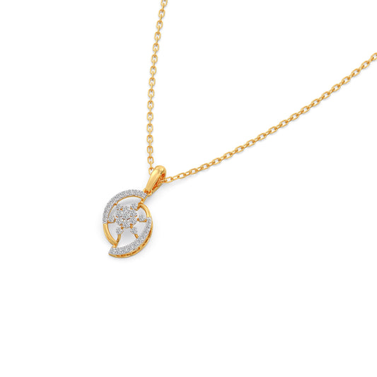 Solar Arc Diamond Pendant Necklace - Yellow