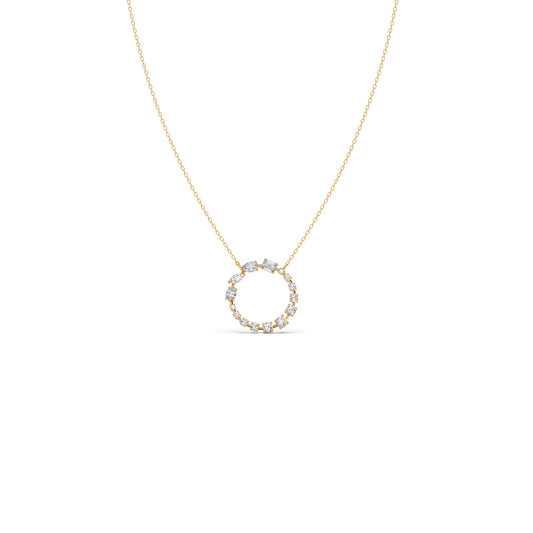 Circle of Brilliance Diamond Pendant Necklace - Yellow