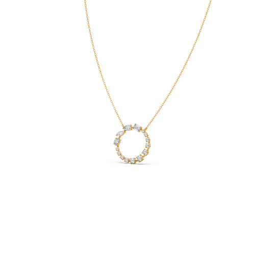 Circle of Brilliance Diamond Pendant Necklace - Yellow
