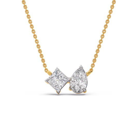 The Dual Diamond Pendant Necklace - Yellow