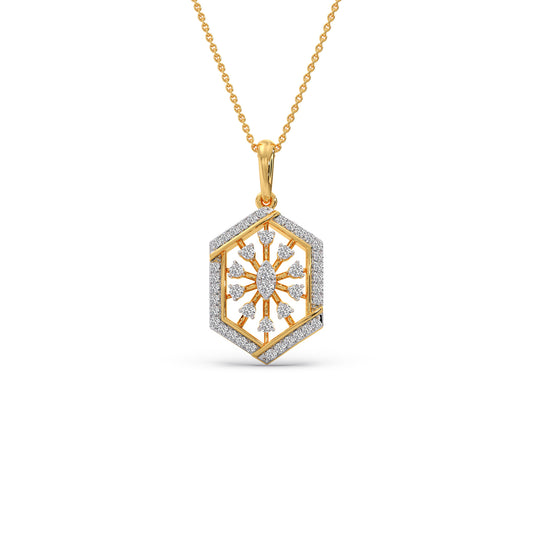 Celestial Hex Diamond Pendant Necklace - Yellow