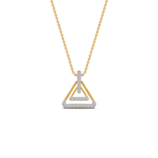 Triangle Frame Diamond Pendant Necklace - Yellow