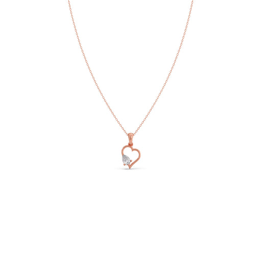 Open Heart Pear Diamond Pendant - Rose