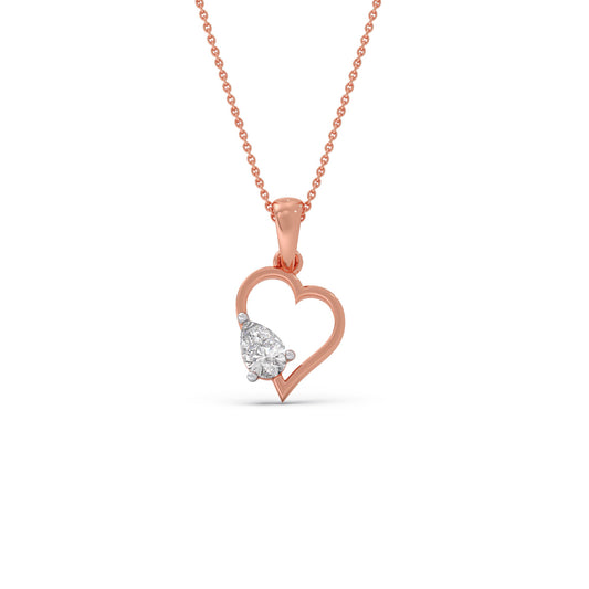 Open Heart Pear Diamond Pendant - Rose