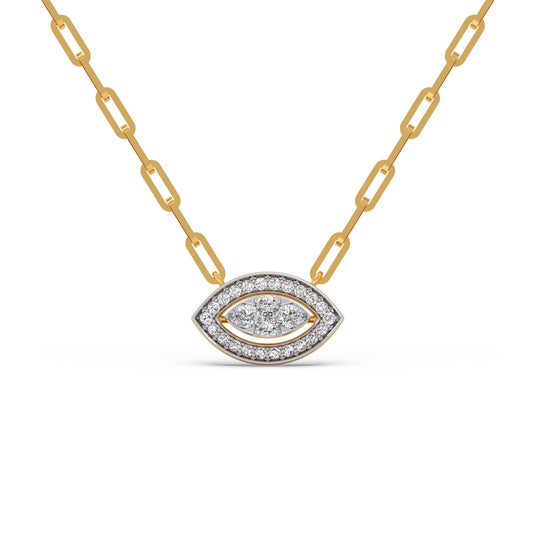 Cathedral Halo Marquise Chain Pendant - Yellow