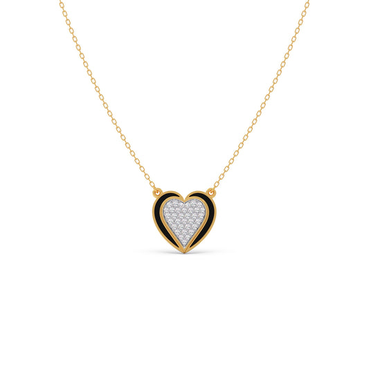 Ceramic Heart Diamond Chain Pendant - Yellow