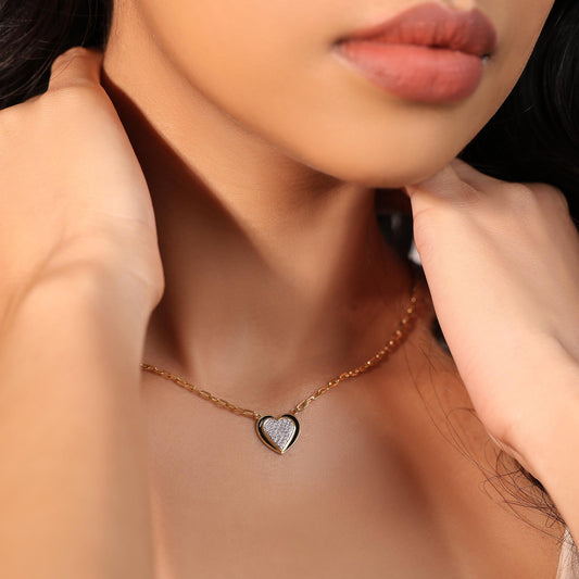 Ceramic Heart Diamond Chain Pendant - MQ