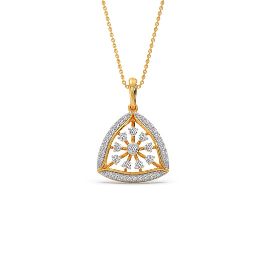 Petal Triangle Diamond Pendant Necklace - Yellow