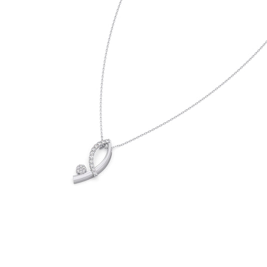 Seren Curve Diamond Platinum Chain Pendant - Plt